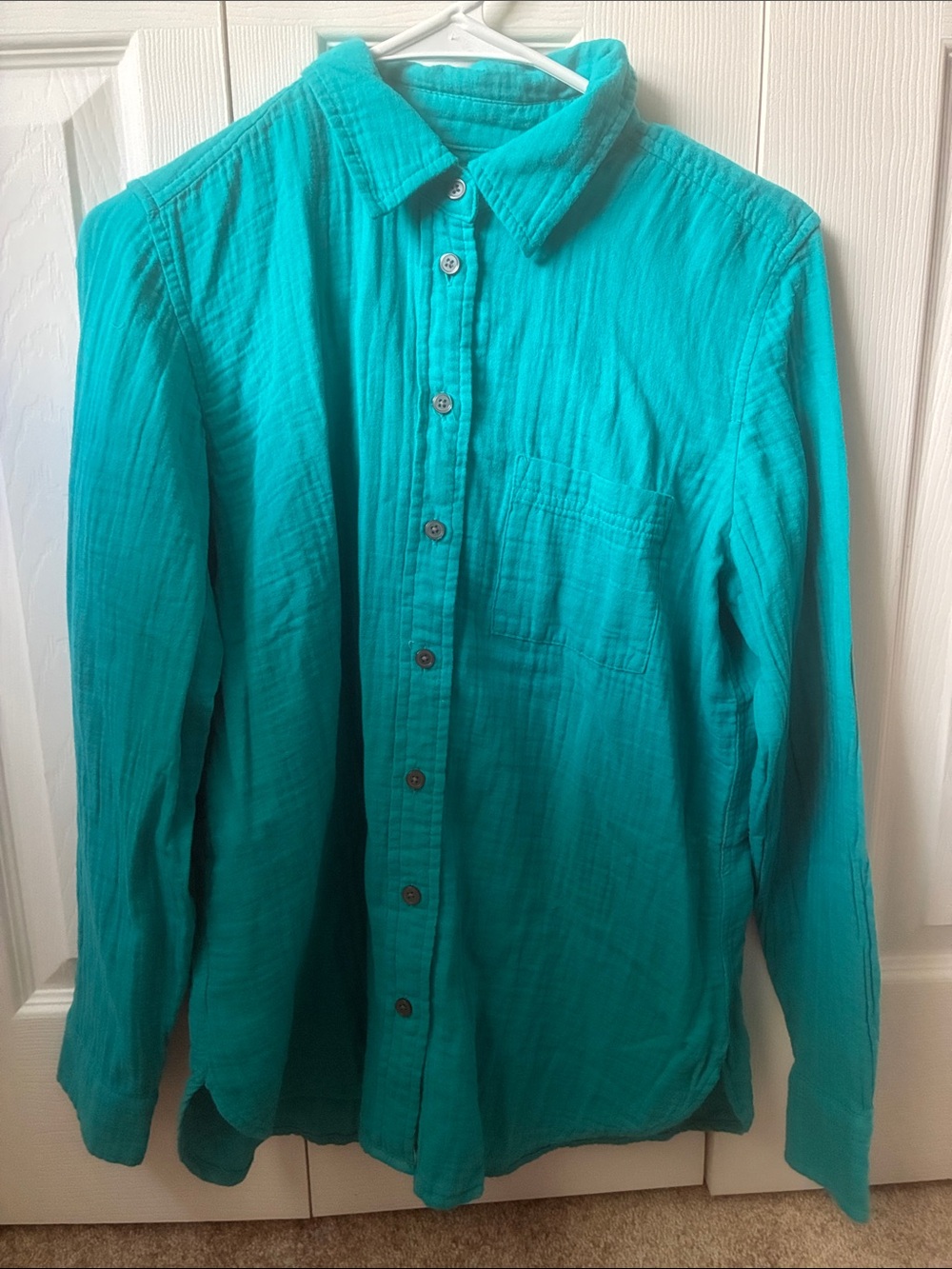 J. Crew Ladies Turquoise Button-Down Cotton Shirt